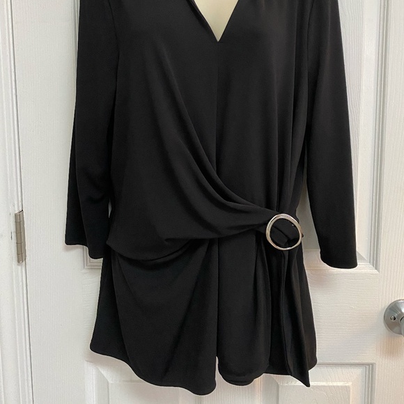 Black Blouse with Silver Ring Front Twist - Picture 2 of 4